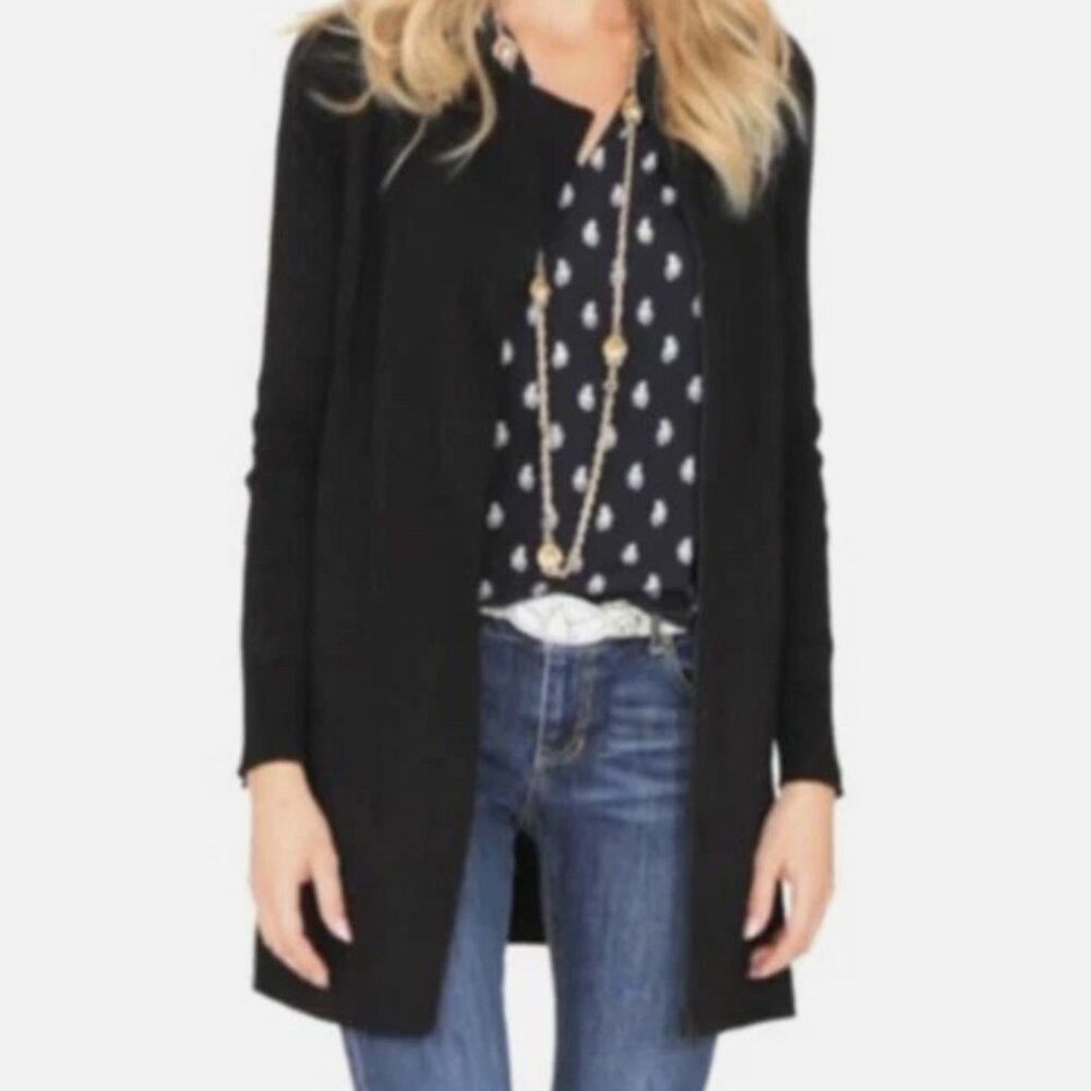 Cabi Black Tailor Ponte Knit Black Sweater Coat #3351 Size Small